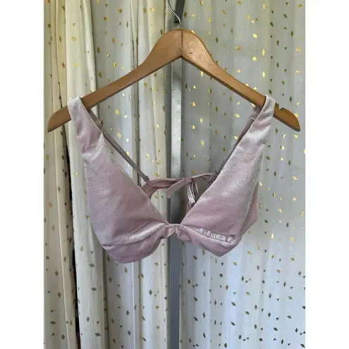 Victoria's Secret  NWT Sparkle Pink Velvet Plunge Padded Wireless Bralette Bra M