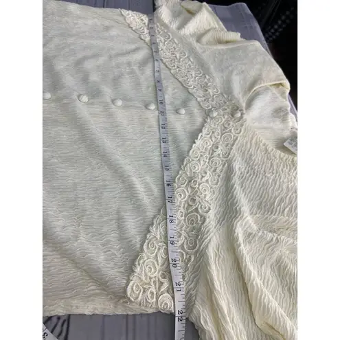 Melissa Tunic Top Womens 16W Crinkle Texture Button Detail Zip Back Ivory USA