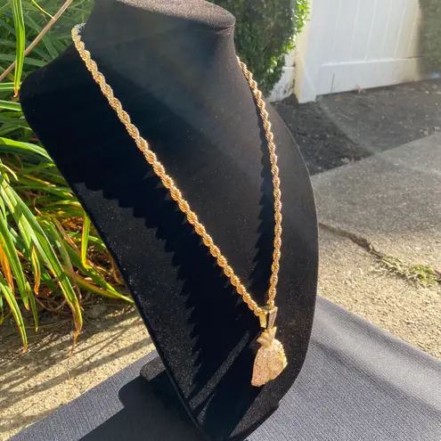 Gold Chain Rope Chain 24in 6mm And Icy Money Bag Pendant Set