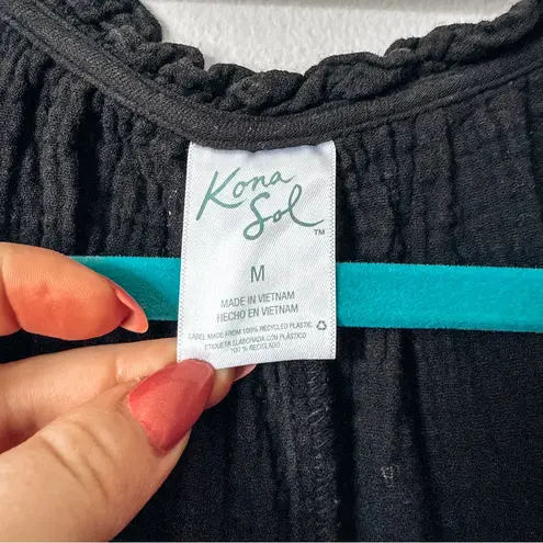 Kona Sol Black Sleeveless Mini Swim Cover Dress Size Medium