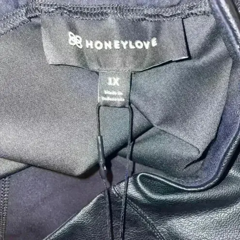 NWT Honey Love black vegan leather leggings‎ size 1x