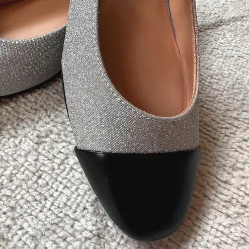 Unisa NWOB Silver Sparkle Cap Toe Slingback Flat sz 7