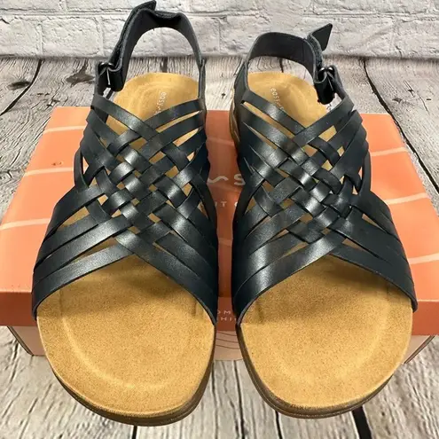 Easy Spirit Women’s Mar Leather Comfort Sandals Ultra Flexible Dark Blue 11M NWT