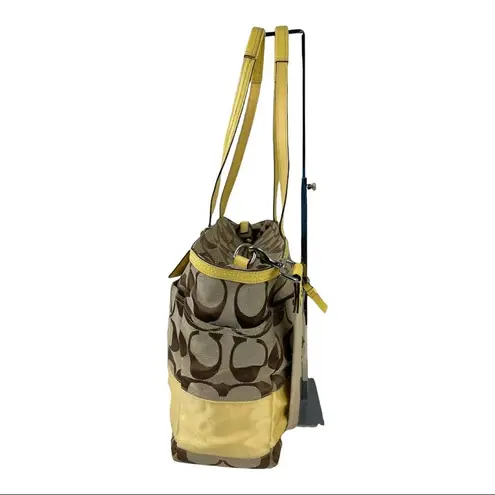 Coach  Signature Stripe Jacquard Tote Diaper Bag Signature Canvas F13803 Yellow