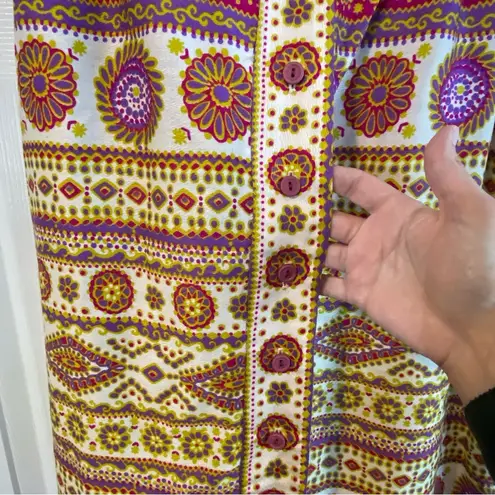 Vintage 70’s Alex Coleman California Button Front MIDI Mandala Skirt Pink