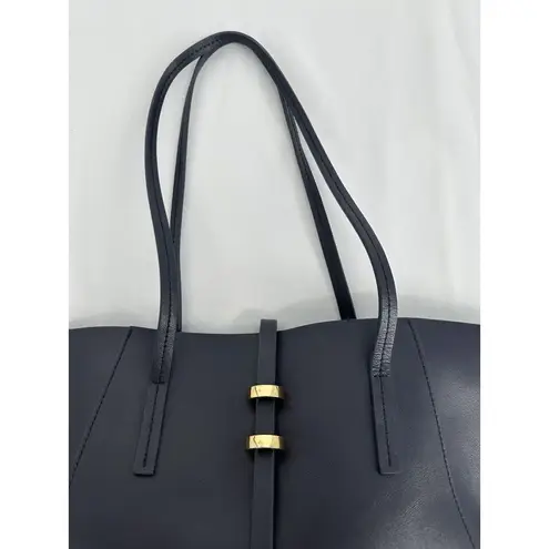 Zac Posen ZAC Dark Blue Folded Gusset Leather Tote Bag Purse