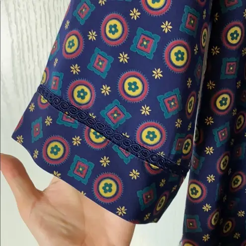 2 PIECE VINTAGE NORDSTROM NAVY GEOMETRIC SLEEP SET Blue Size M