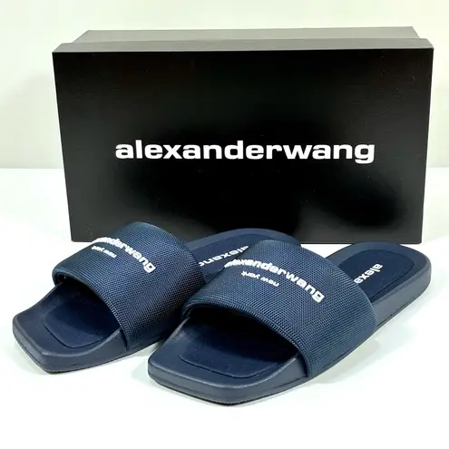 Alexander Wang Logo Pool Slides Uniform Blue EU 39 40 NEW 30221S059