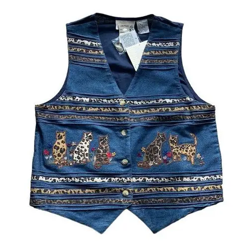 Vintage Casey & Max Denim Cat Vest Size Medium NWT Blue