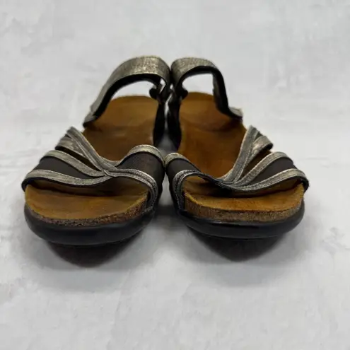 Naot Yarrow Sandals Metallic Leather Comfort Adjustable Strap Size 40 Silver
