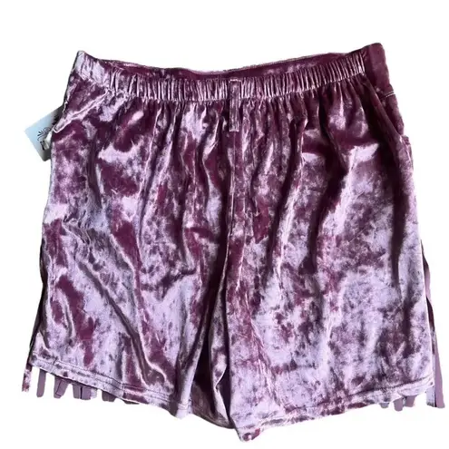 Crazy Train NWT pink velvet fringe shorts with belt loops size XXL