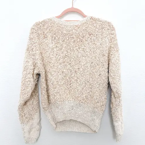 VTG Womens Sweater Size L Cream Knit Textured Cottage Cozy Slouchy Heavyknit 90s Tan Size L