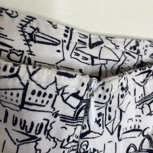 Briggs New York White And Black Town City Pattern Chic Cotton Mini Skirt Size 8