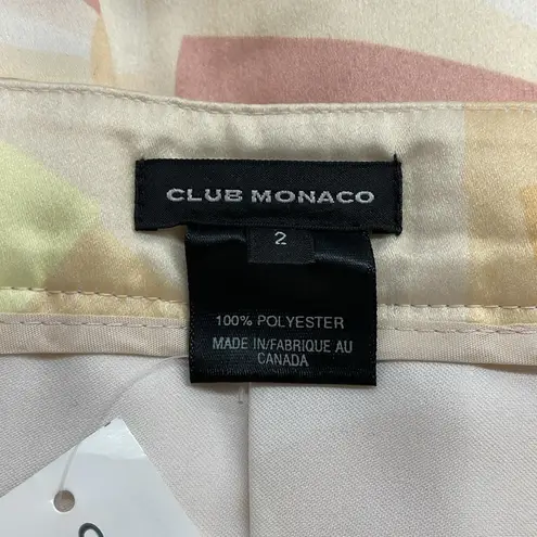 Club Monaco NWT Peach Cream Sunshine Patterned Pleated A-Line Mini Skirt