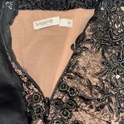 House Of CB NWOT 'Nikita' Black Satin and Lace Corset Dress sz XS