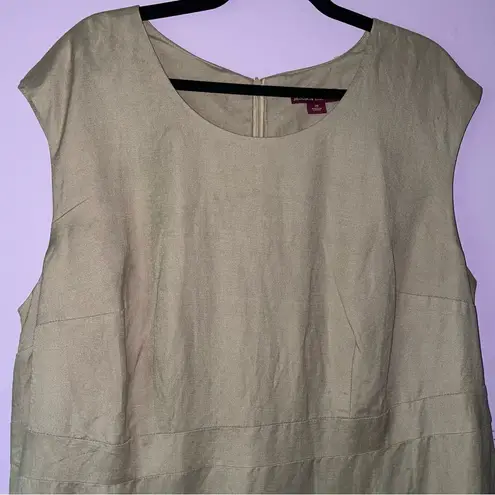 Jessica London Size 20 Midi Shift Dress Linen Blend Tan