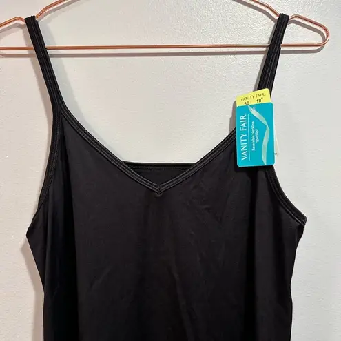 Vanity Fair NWT Vintage  Black Opaque Midi Slip Dress V-neck Size 36 Made in USA