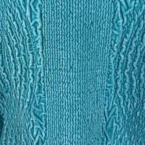 Rhonda Stark Jacket Womens Medium Textured Crinkle Button Front Cardigan Blazer Blue