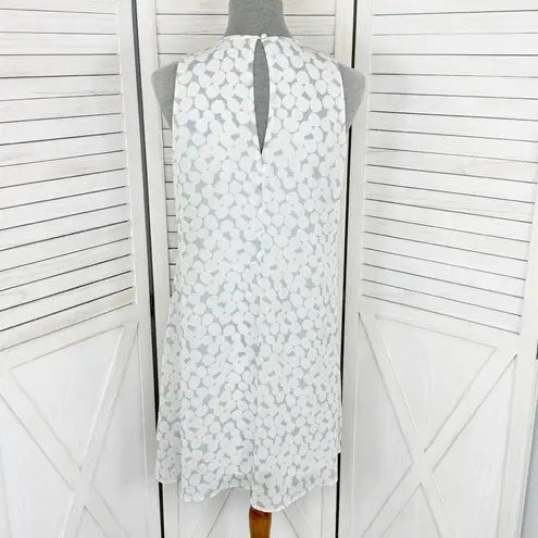 Calvin Klein  Polkadot Chiffon Sleeveless Tent Swing Dress White Grey Size 8