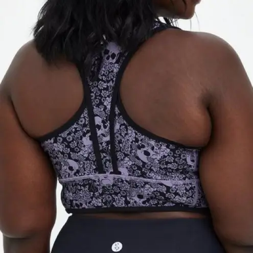 Torrid 2X //  Floral Skull Print Low-Impact Wireless Longline Active Sports Bra