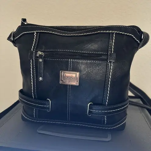 B.O.C. Womens Black Faux Leather Adjustable Shoulder Handbag