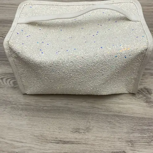 Clinique White Multi Pastel Confetti Sparkle Print Zipped Cosmetics / Makeup Bag