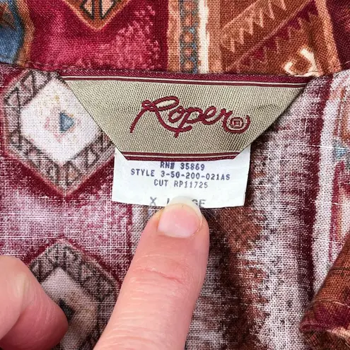 Roper Women's Vintage Western Cropped Long Sleeve Top Size XL Red