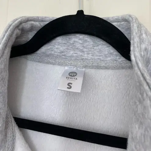 Senita Athletics Hailey Crop Quarter Zip Pullover Grey Fleece Lined ~ Size Small