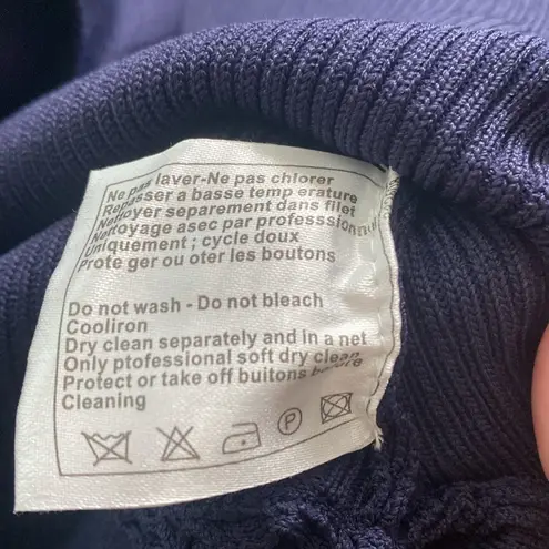 CYANINE Sea Navy Ribbed Peplum Sweater sz Small Blue