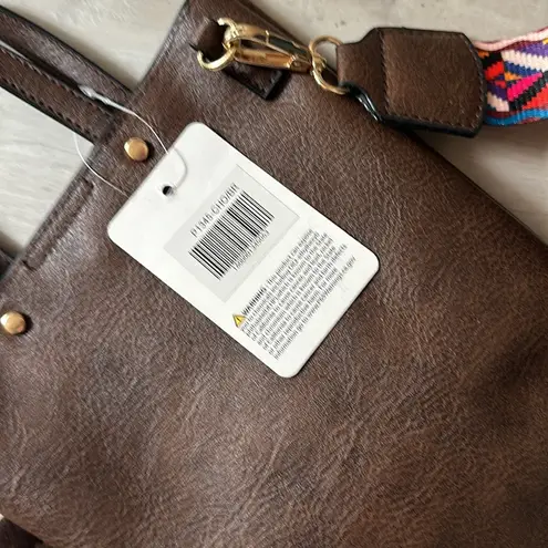 Brown crossbody bag with reversible strap, NWT