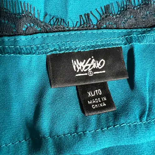 Mossimo Womens Camisole Tank Top Spaghetti Strap Lace Accent Teal Green Black XL