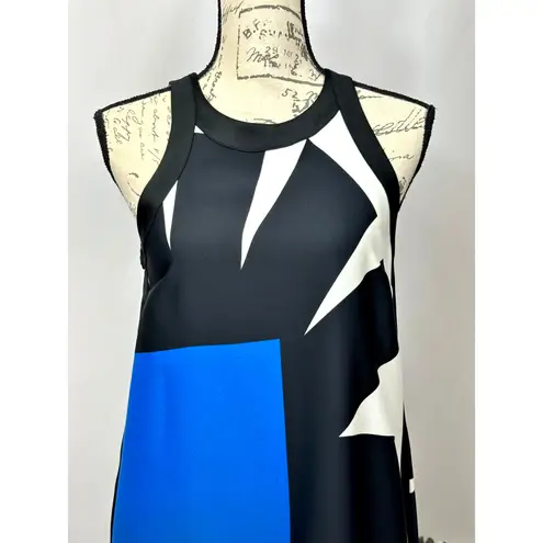 365 Art Marella Marea Abstract Print Sleeveless Dress Blue Black 4