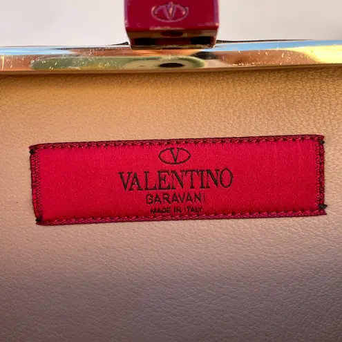 Valentino Garavani Valentino Rockstud red leather studded chain minaudiere box clutch shoulder bag