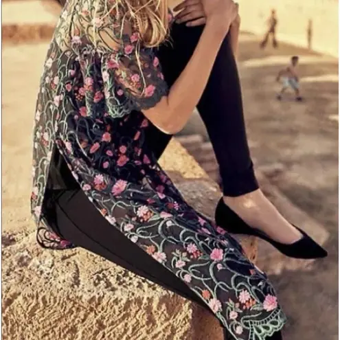 Moulinette Soeurs Anthropology Flower Embroidered Summer Dress Size MEDIUM