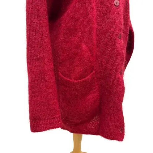 VTG Anne Klein II Mohair Sweater Cardigan Sz L Res Button Up Grannycore Cozycore Red Size L