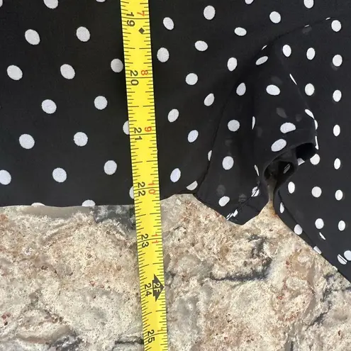 MSK Women 16W Polka Dot Chiffon Knee Length Dress Fit N Flare Black White