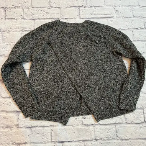 Madewell  Black and White marled Cross Back Sweater boxy winter knit M