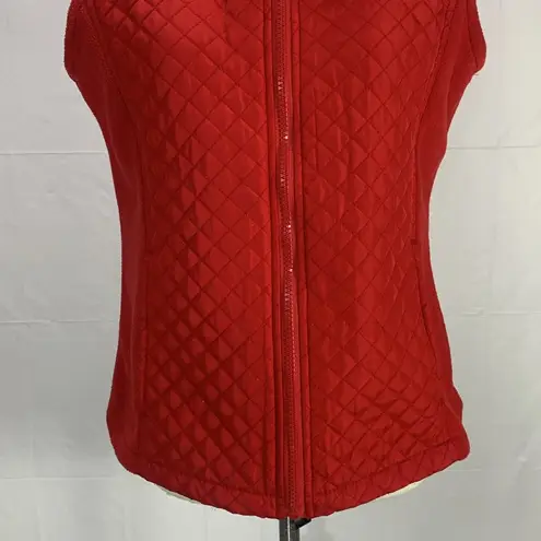 IZOD Red Full Zip Quilted Fleece Vest Size Small