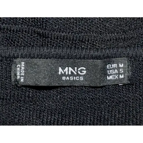 Mango Basics Ladies S Black 3/4 Sleeve Knee Length Sheath Sweater Dress Ribbed