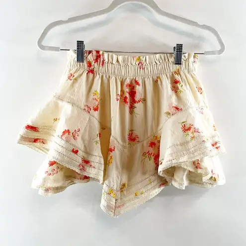 Aerie  Rock N Ruffle Mini Skirt Skort Shorts Vintage Vanilla Floral Small