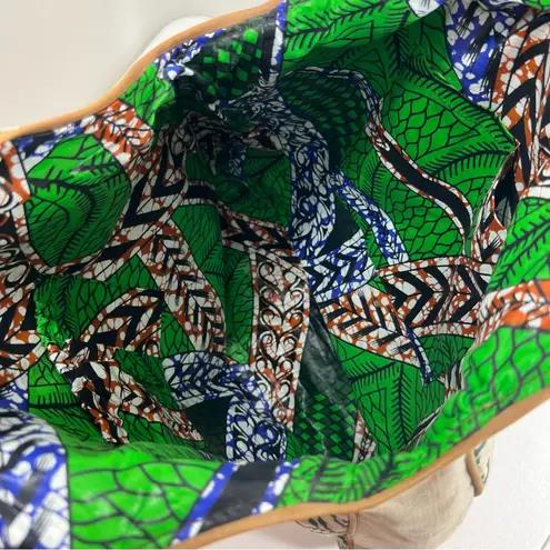 Mongoose Handcrafted Large ZIG ZAG MUD Tote Bag Green