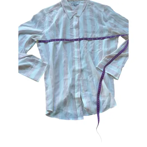 Rails Kate Peony Stripe Silk Button Up Shirt Pink White Striped Long Sleeve S