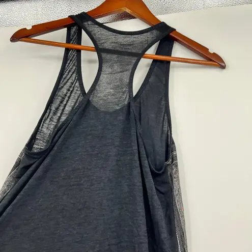 All Saints black floral boho burn out tank top pull over shirt size medium