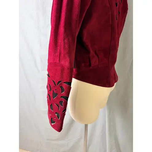 Vintage Phoenix Burgundy Black Suede Cutout Cropped Jacket M Art Western AS IS Red Size M