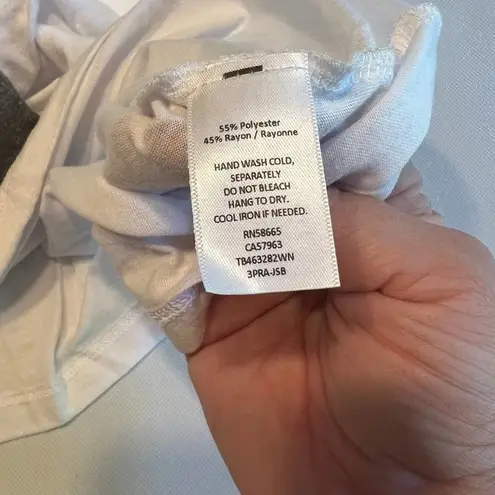 Treasure & Bond White Gray Trim Long Sleeve T Shirt Top Womens XS