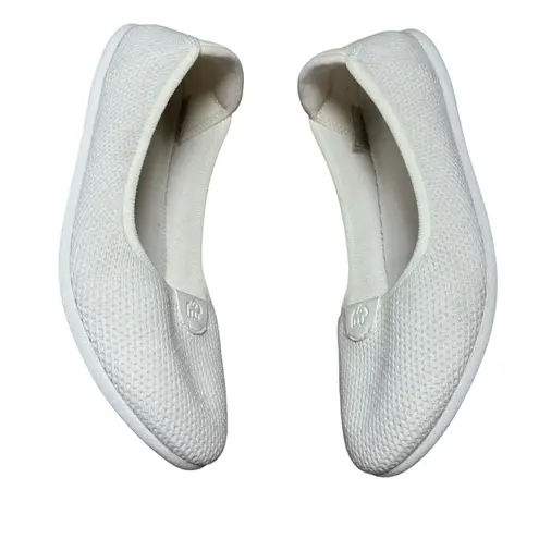 Merinos Women's White Knit Ballet Flats Size US 9 Comfort Minimalist Classic