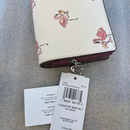 Coach  Flamingo Print Snap Card Case Wallet