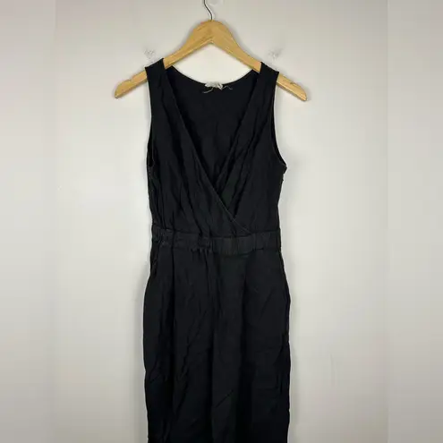 Nation Ltd Los Angeles Black Kiara Linen V Neck Straight Leg Jumpsuit Women’s S