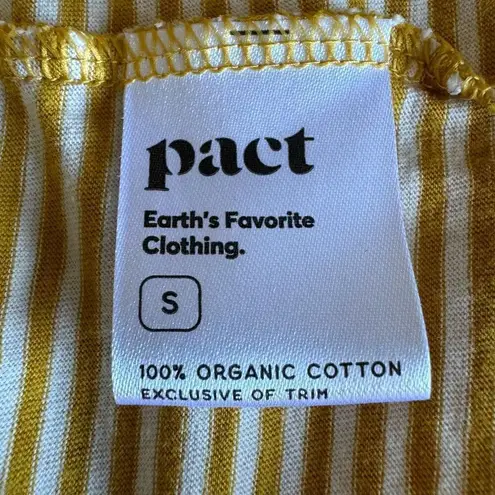 Pact Softspun Striped Crew Neck Organic Cotton Tank Mustard White SZ S #2133 Yellow
