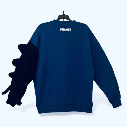 GENANX. Asymmetrical Color Sleeve Stereoscopic Lightning Dinosaur. Blue Size L